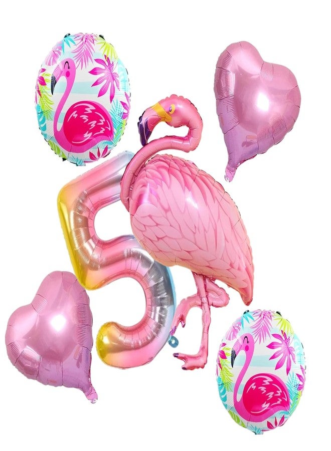 FI - FLICK IN 6pcs Flamingo Theme Birthday Decoration Foil Balloon Set For Kids 5th Birthday, Chiller Party, Baby Shower (Pack Of 6, Multicolor) - Image 1